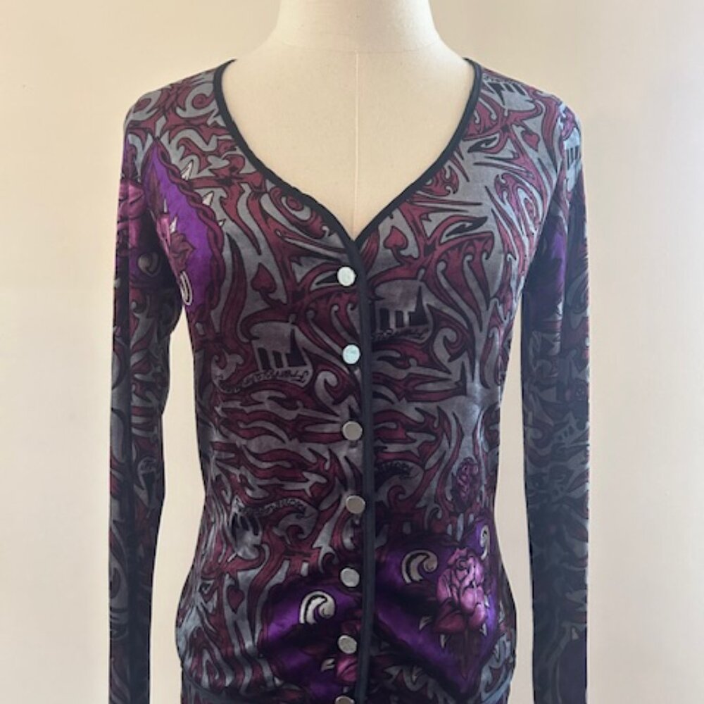 Vintage Velvet Frankie loves Johnny Betsey Johnson New York Cardigan/Pants Set - Picture 3 of 11